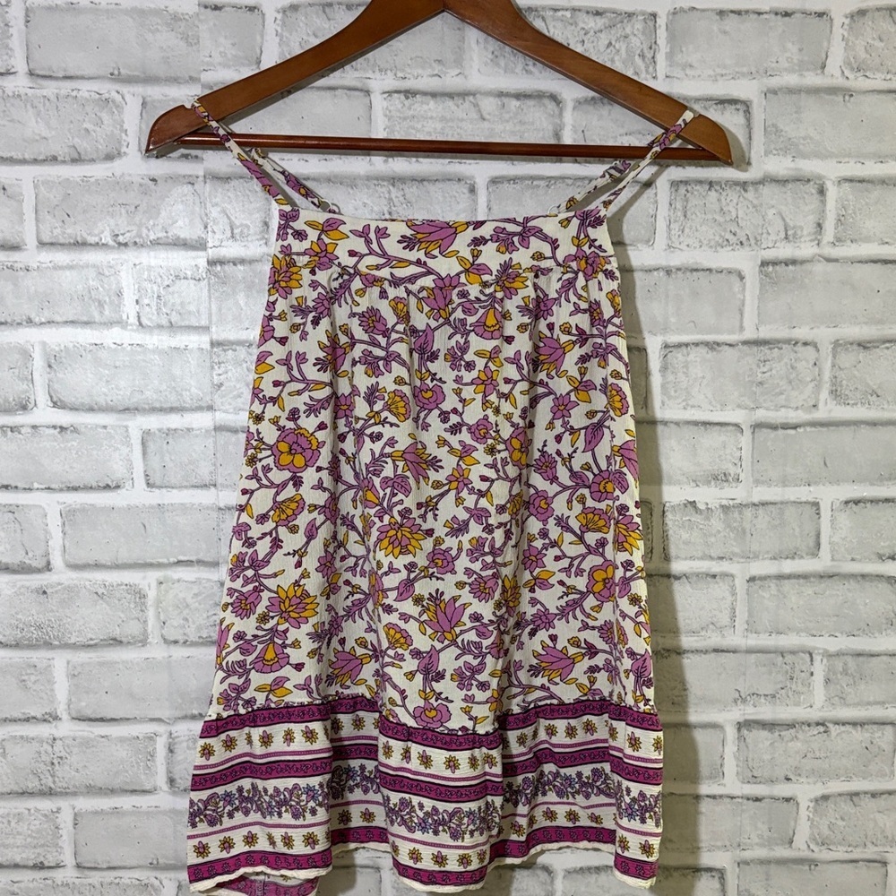 Old Navy Floral A-Line Tank Top In Purple And Yellow Size Large